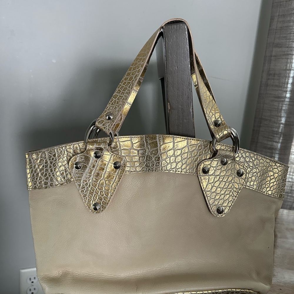 Italian 100% Genuine Real Leather Purse Crocodile Texture Tote Bag